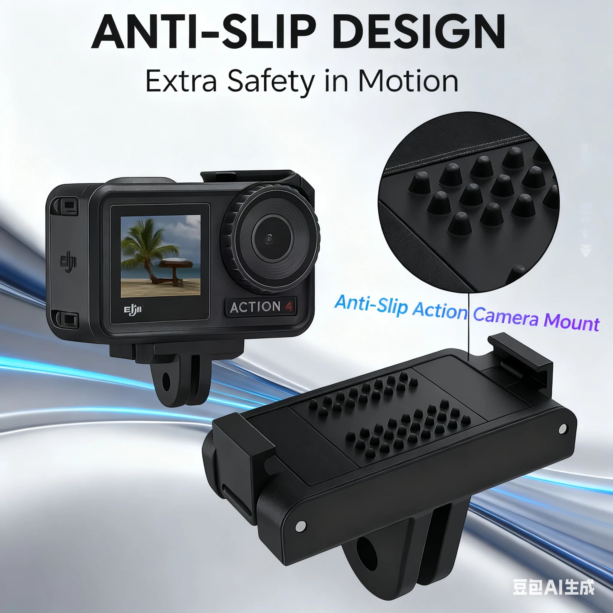 Magnetic Quick Release Conversion Base For DJI Action 5 Pro 4 3 Easy Install 2 Prong Mount With Secure Lock Holder