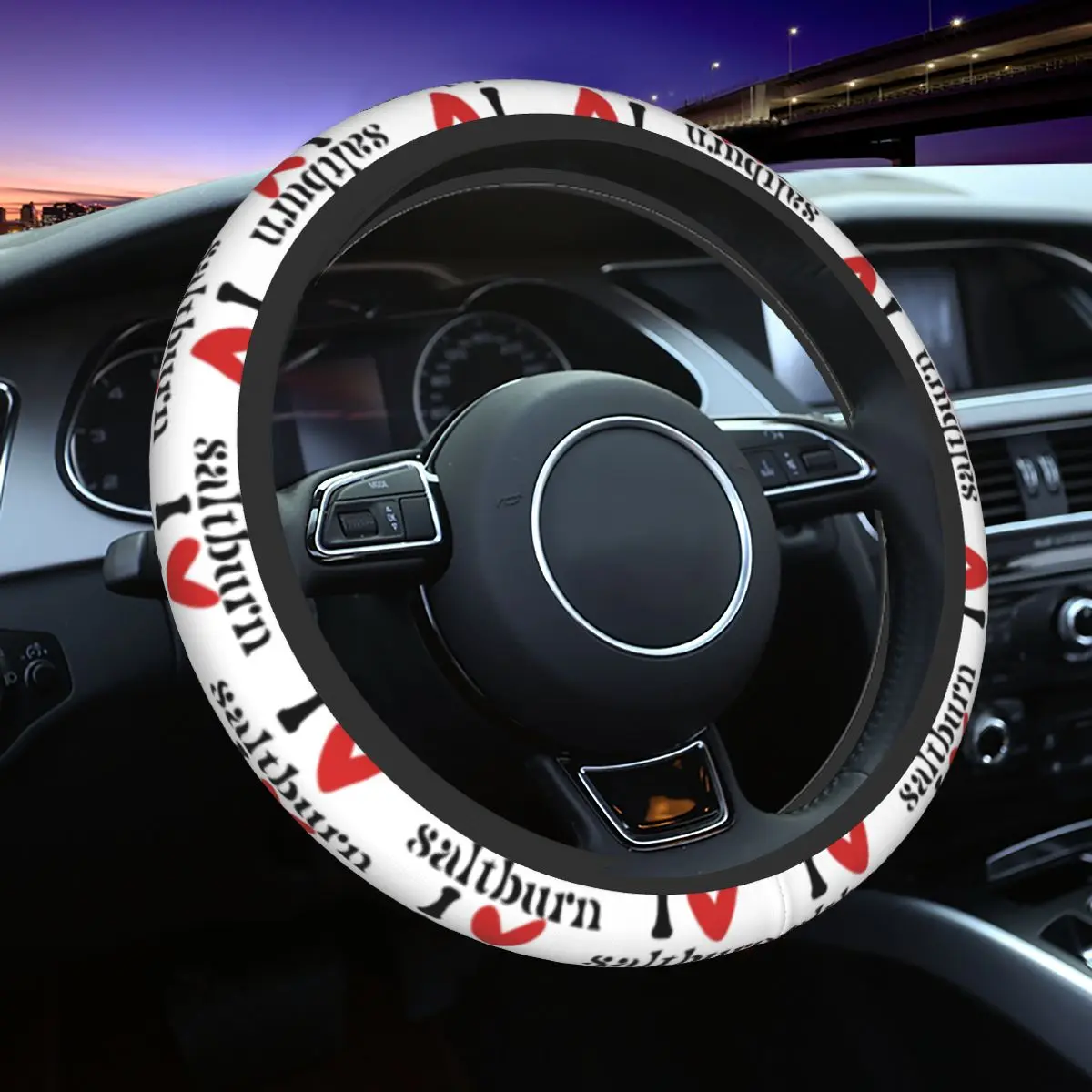 I Love Saltburn Car Steering Wheel Cover Movie Auto Steering Wheel Protector Suitable Auto Decoration Interior Accessories