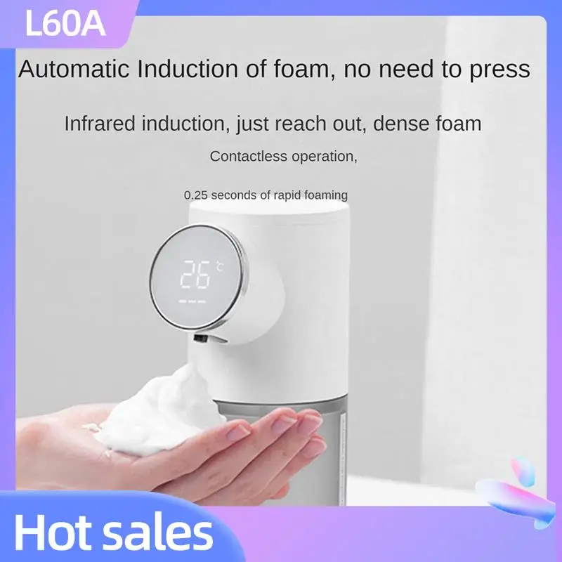 

L60A 2X дозатор пенного мыла с автоматической перезарядкой 320 мл дозатор жидкого мыла с цифровым дисплеем дозатор пены для рук белый