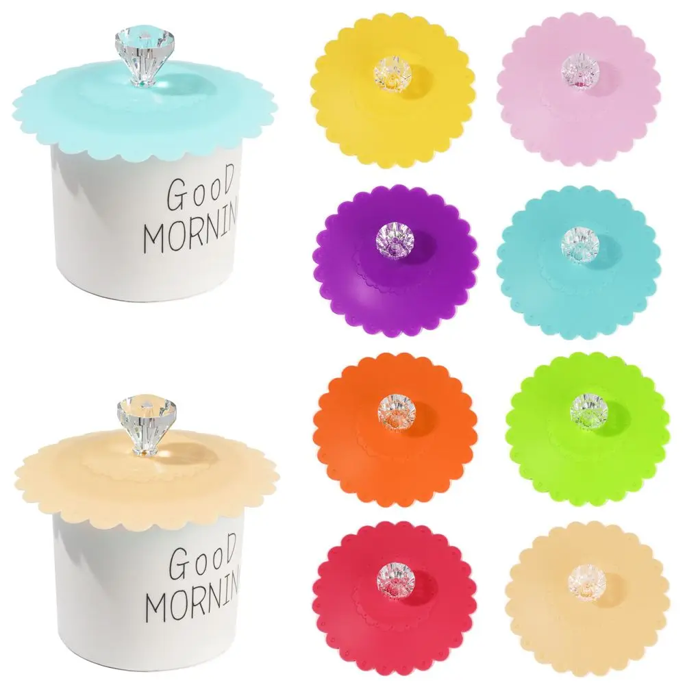 Cute Reusable Silicone Heat Preservation Cup Cover Anti-dust Sealed Cover Suction Lid