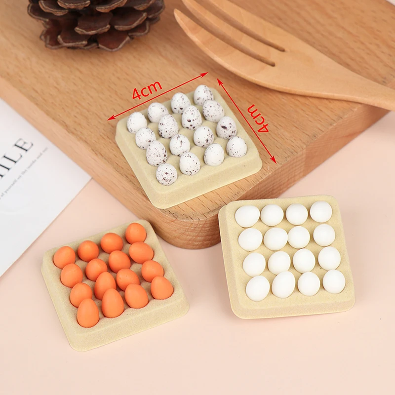 1Set Gift Playing House Miniature Simulation Food Scene Model Mini Egg With Tray Dollhouse Eggs Kitchen Toy Doll Accessories view 5