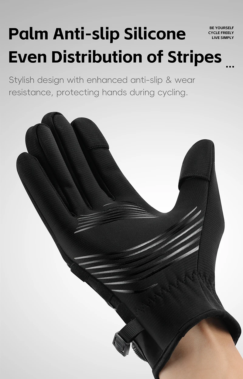 WEST BIKING Winter-Wärmehandschuhe für Herren, winddicht, mit Fleece, selbstverriegelndem Knopf, Touchscreen-fähig, rutschfest, für Mountainbike, Rennrad und Motorrad. – Detail 13