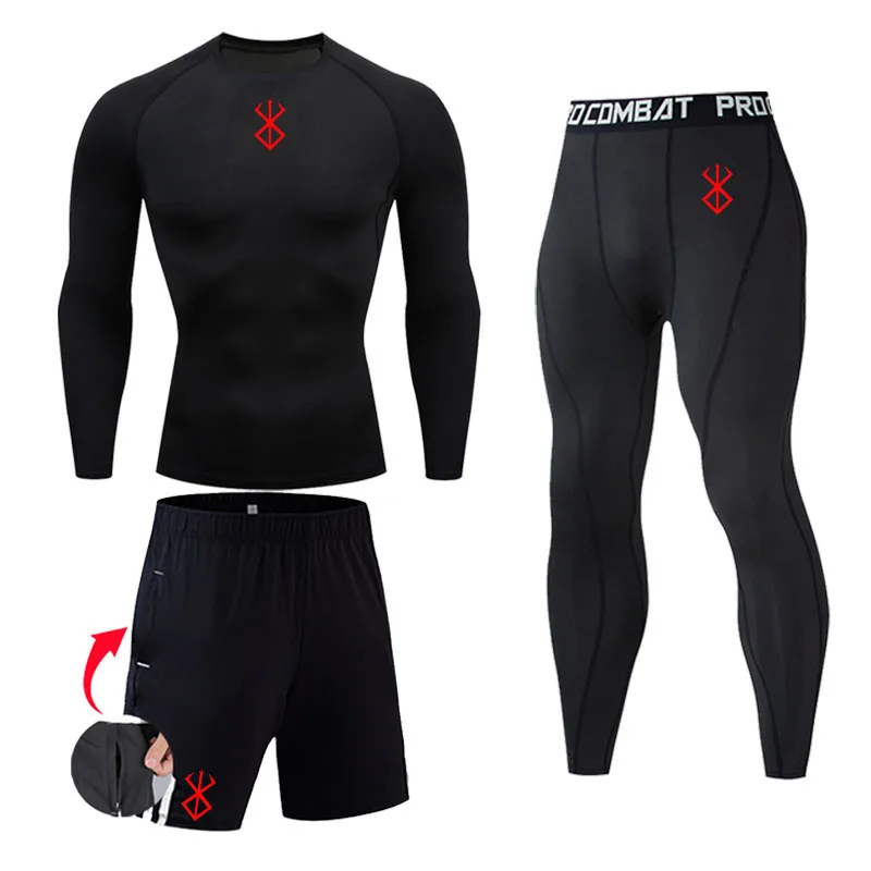 

Men's Running T-Shirt Gym Workout Leggings Sports Compression Long Sleeve Shirt Quick Dry Sun Protection Base Layer Bodybuilding