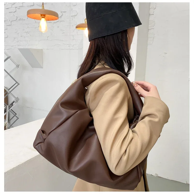 Top Handle Bags For Women Genuine Soft Leather Hand Bag Female New Clutch Purses Ladies Dumpling Shoulder Bag Large Pouch