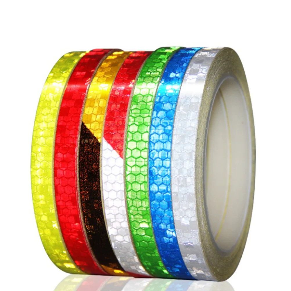 Bike Wheel Reflective Stickers Black Orange 8m Reflective Tape Safe Night Riding Rim Decal Tape DIY Decoration