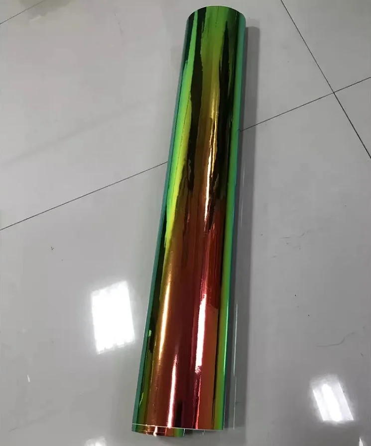 1.52*18m/roll Self Adhesive Glossy Holographic Rainbow Mirror Chameleon Chrome Car Vinyl Wrap Sticker