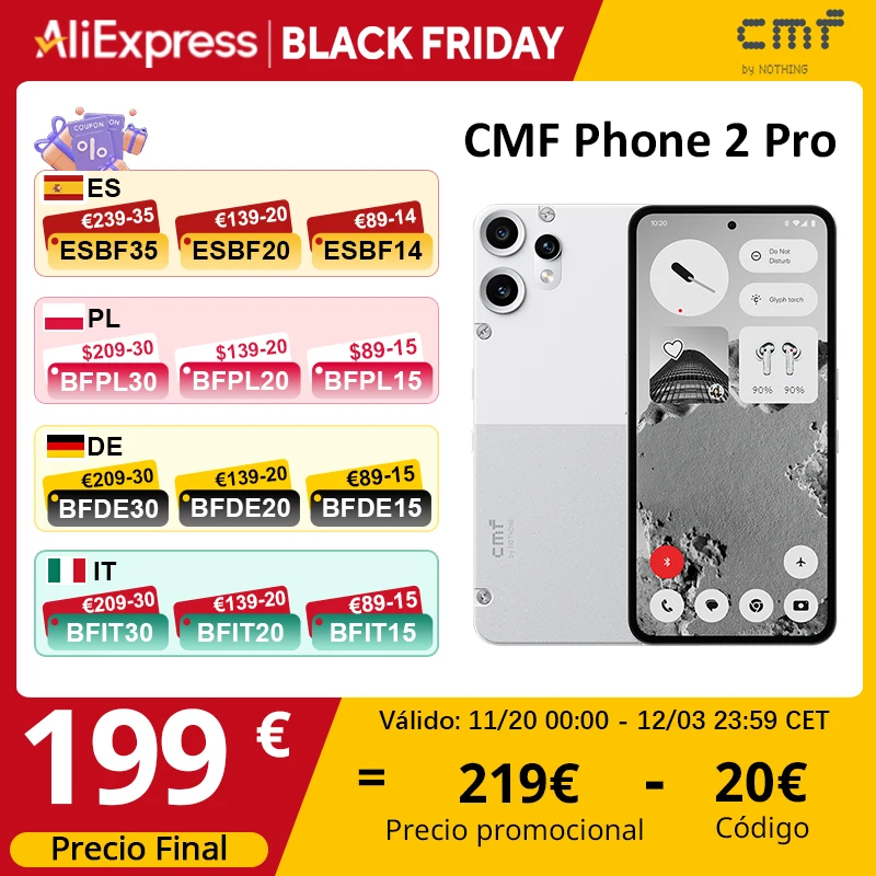 Version mondiale CMF Phone 2 Pro 5G Smartphone MediaTek Dimensity 7300 Pro 5G cran AMOLED 6,77 pouces Appareil photo principal 50 Mpx Batterie 5000 mAh