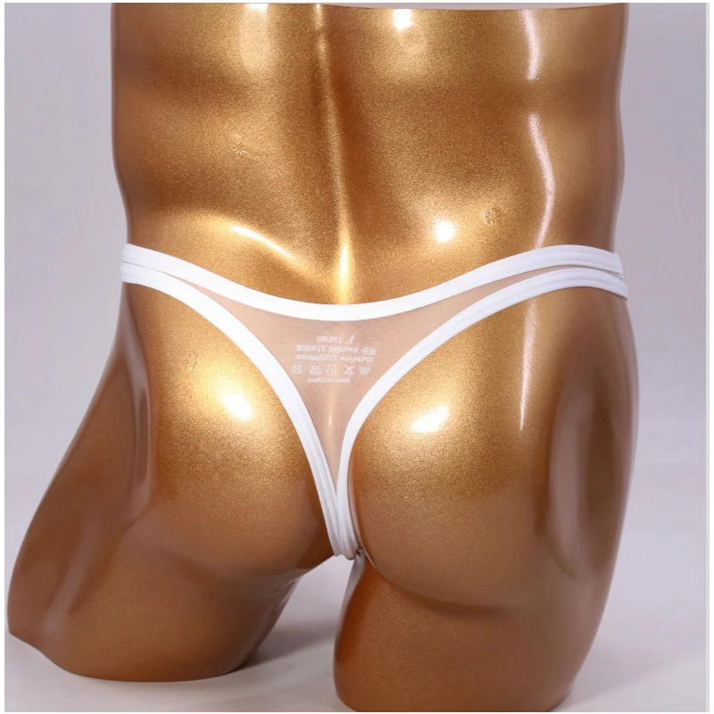 Men's Ice Silk Underwear Single-Layer Ultra-Thin Transparent Thong Traceless Sexy Thin Strap Close-Fitting T-Pants