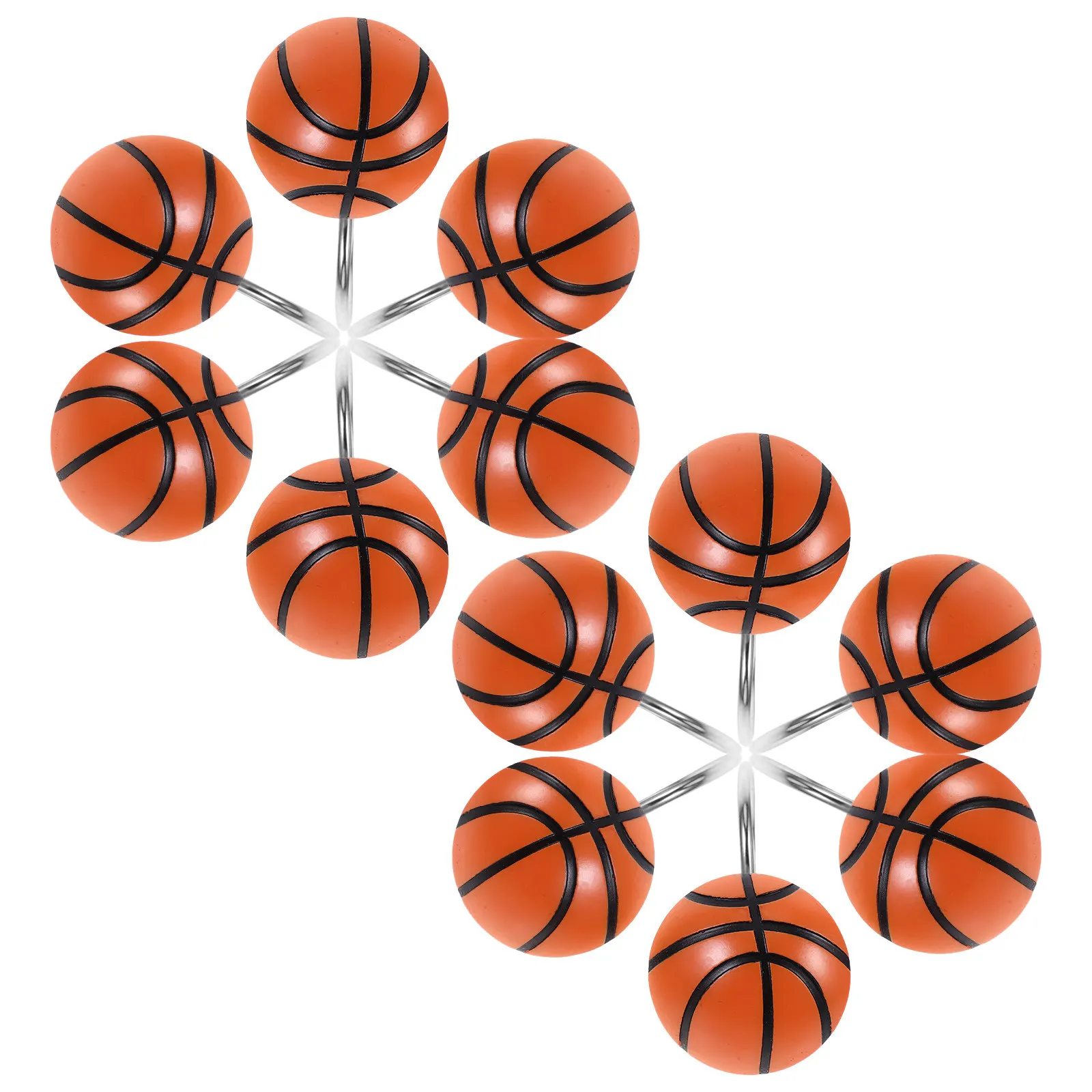 12Pcs Basketball Resin Shower Curtain Hooks Decorative Round Rings Bathroom Curtain Accessories Privacy Protection