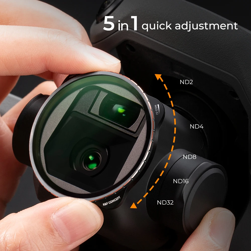 K & F Konsep Variabel ND2-ND32 (1-5 Berhenti) ND Filter untuk DJI Mavic 3 Tahan Air Gores dengan 28 Lapisan Multi-lapisan