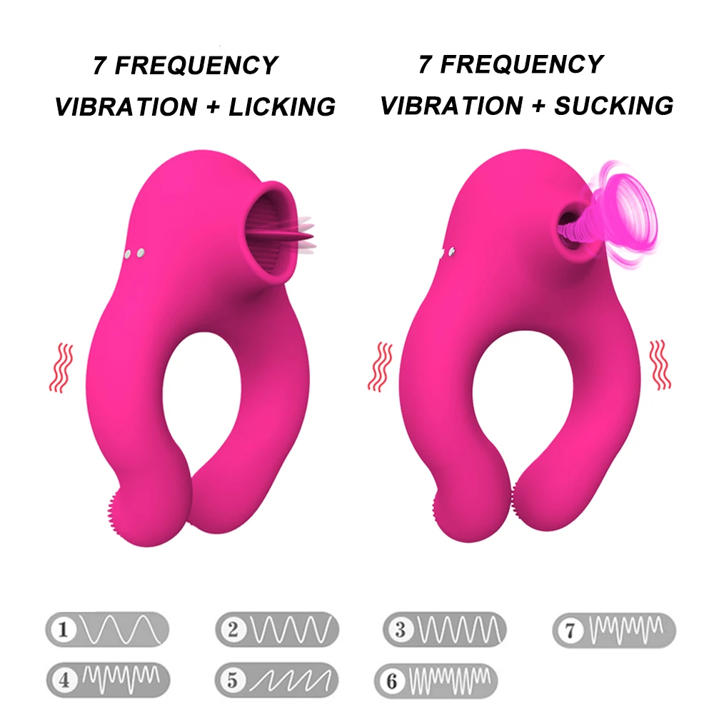 Vertraagde Ejaculatie Vibrerende Haan Ring Zacht Materiaal Zuigen Likken Clit Stimulator Scrotum Penis Massager Seksspeeltjes Voor Koppel