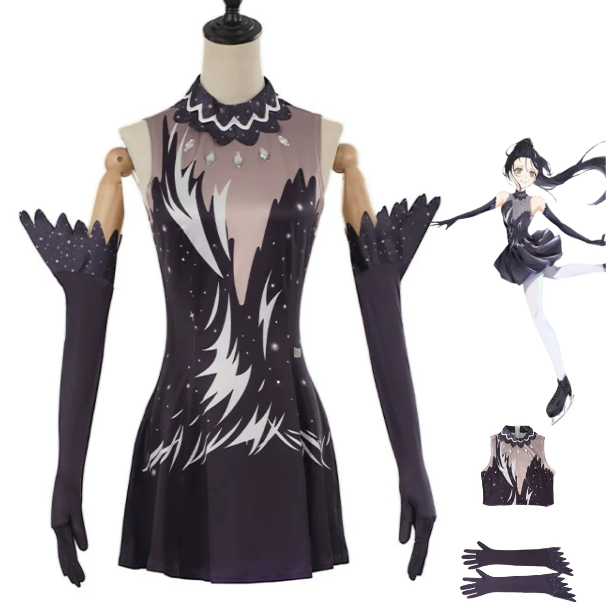 

Аниме Medalist Hikaru Kamisaji Косплей Костюм Необычные костюмы для катания на коньках Платье Перчатки для взрослых Женщин Сексуальный кампус Спортивный костюм Костюм