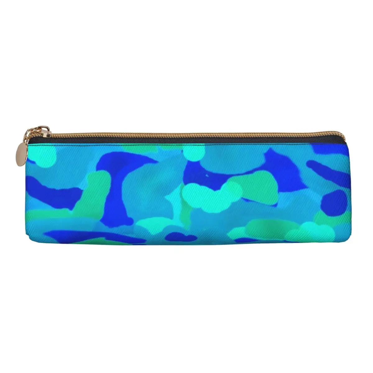 Camouflage Blue Pencil Case Bright Camo Print Students Vintage Pencil Pouch Back To School Pencil Cases Supplies Gift Idea