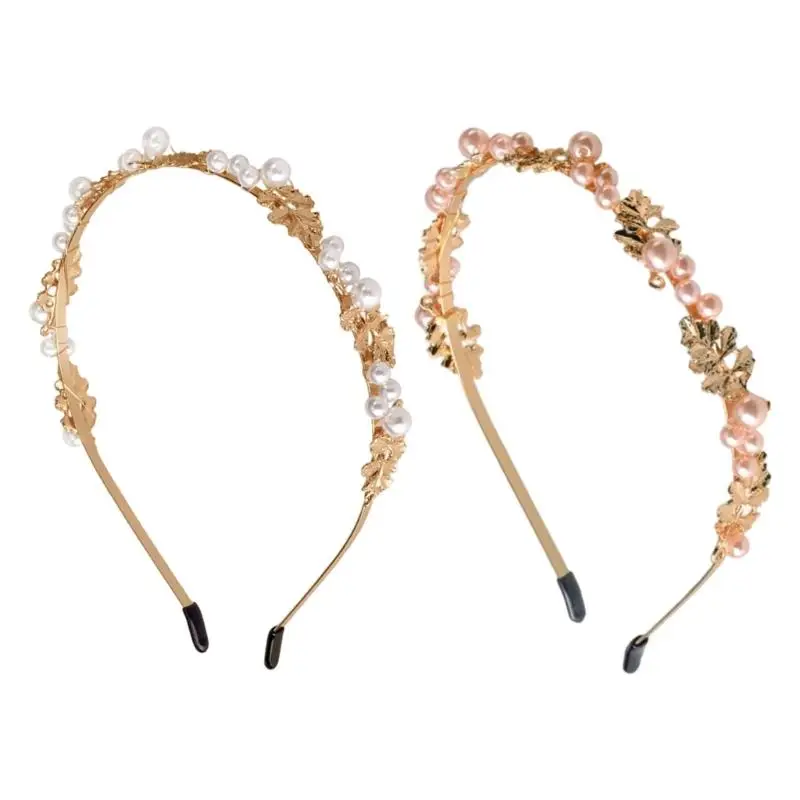 

39BD Ретро жемчуг, украшенный металлическим головным убором для особых случаев, легкий нескользящий аксессуар для волос