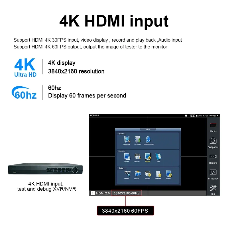 8K CCTV Test Monitor K15 All IN One K15-CLMOVTADHSEFG IPC Tester SFP Optical Cctv Monitor Display Camera Test Tool