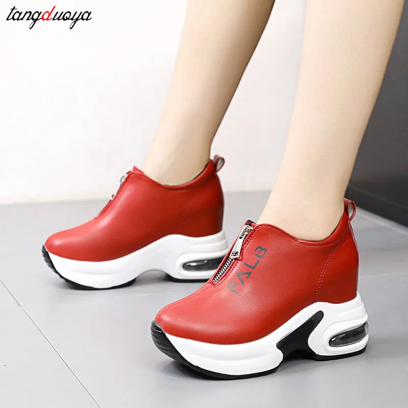 white red Platform Shoes Hidden Heel Women Casual Platform Shoes Woman Sneakers Shoes for Women Height Increasing Wedges Shoes