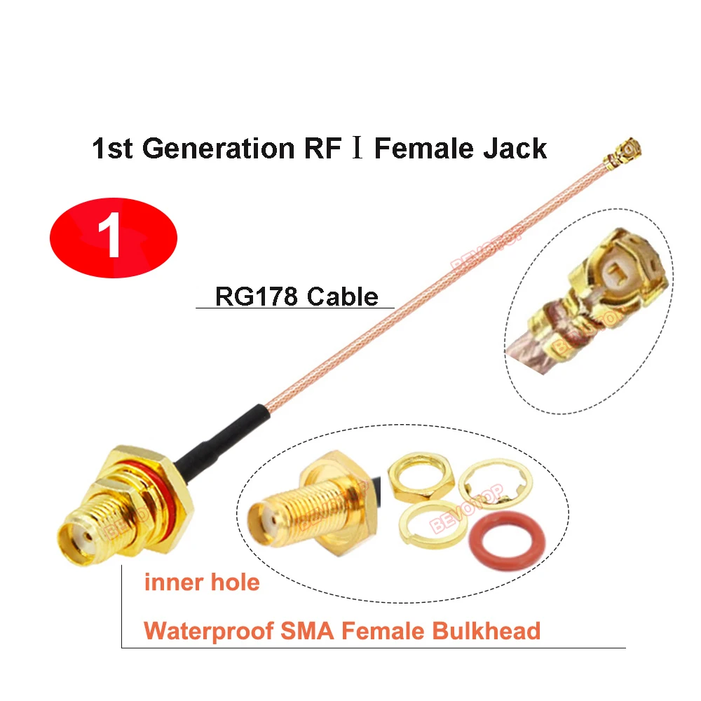 10PCS/LOT UFL to SMA Cable Waterproof SMA/RP-SMA Female to 1st Generation RF1 Female Jack RG178 Pigtail Antenna Extension Jumper