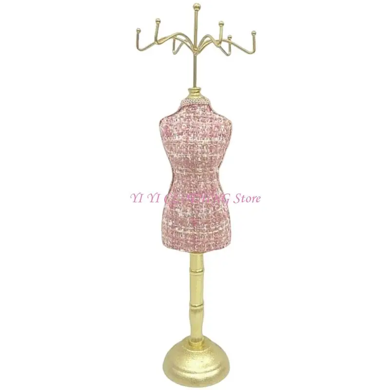 N5KF Fashionable Fabric Metal Jewelry Organizers Human Form Holder Displays Earrings Rings Amulets Compact Sturdy Structure