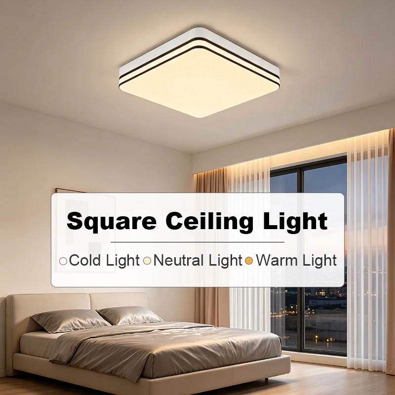 Modern Square LED Flush Mount Ceiling Light Simple Stylish Indoor Ceiling Lamp Lighting Fixture for Living Room Bedroom