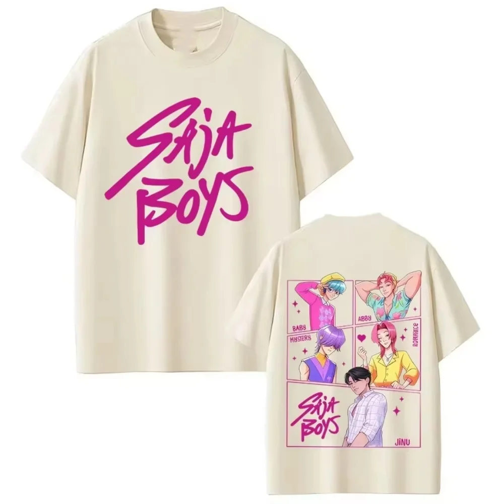 

Футболка KPop Demon Hunter Movie Saja Boy, лето 2025, мужская и женская хлопковая футболка высокого качества, модная футболка в стиле Харадзюку в стиле хип-хоп