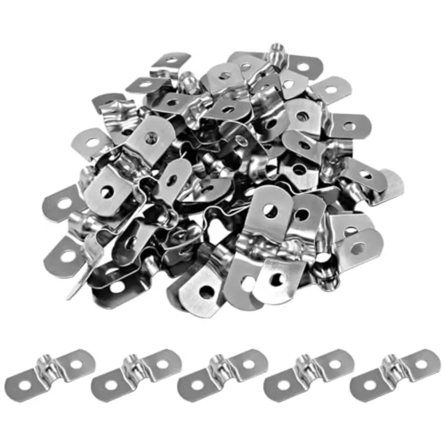 50Pcs Two Hole Strap U Bracket, 3/16 Inch Rigid Pipe Strap Stainless Steel Conduit Clamp for Fixing Pipe