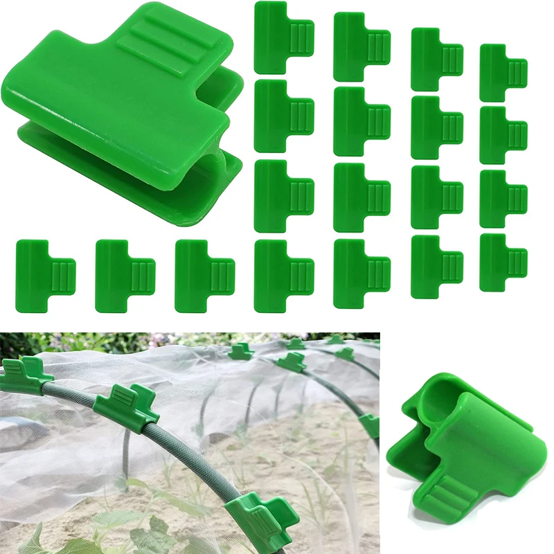 

10pcs Greenhouse Clamps Clips Garden Support Frame Plant Support Stakes For Shed Film Row Cover Shading Netting Tunnel Hoop Clip