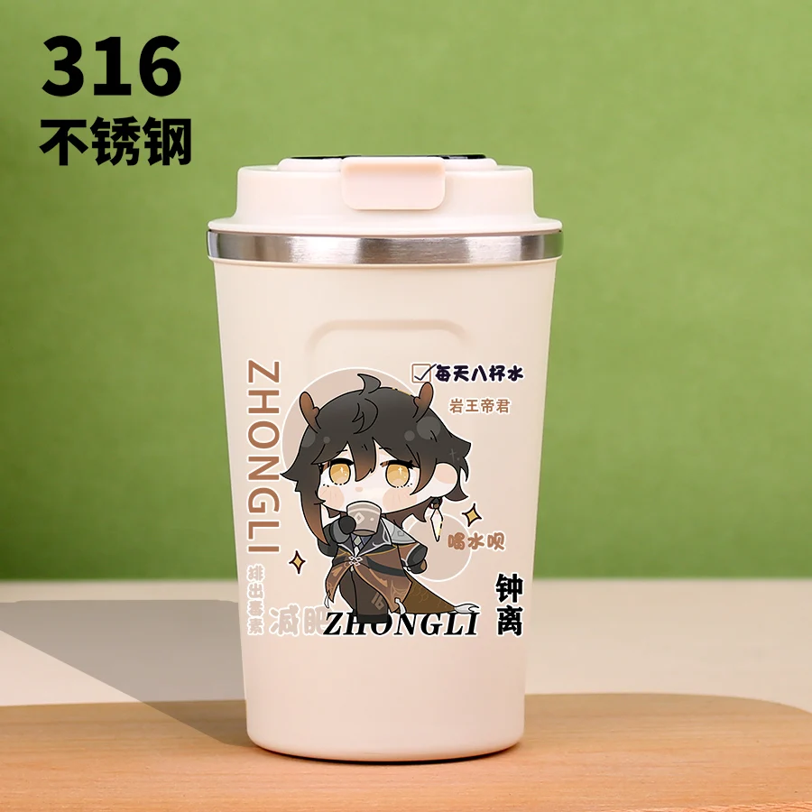 

Game Genshin Impact Thermos Cup Zhongli GanYu Game Klee For Gifts Stainless Steel Water Cup Xiao Cosplay Picture