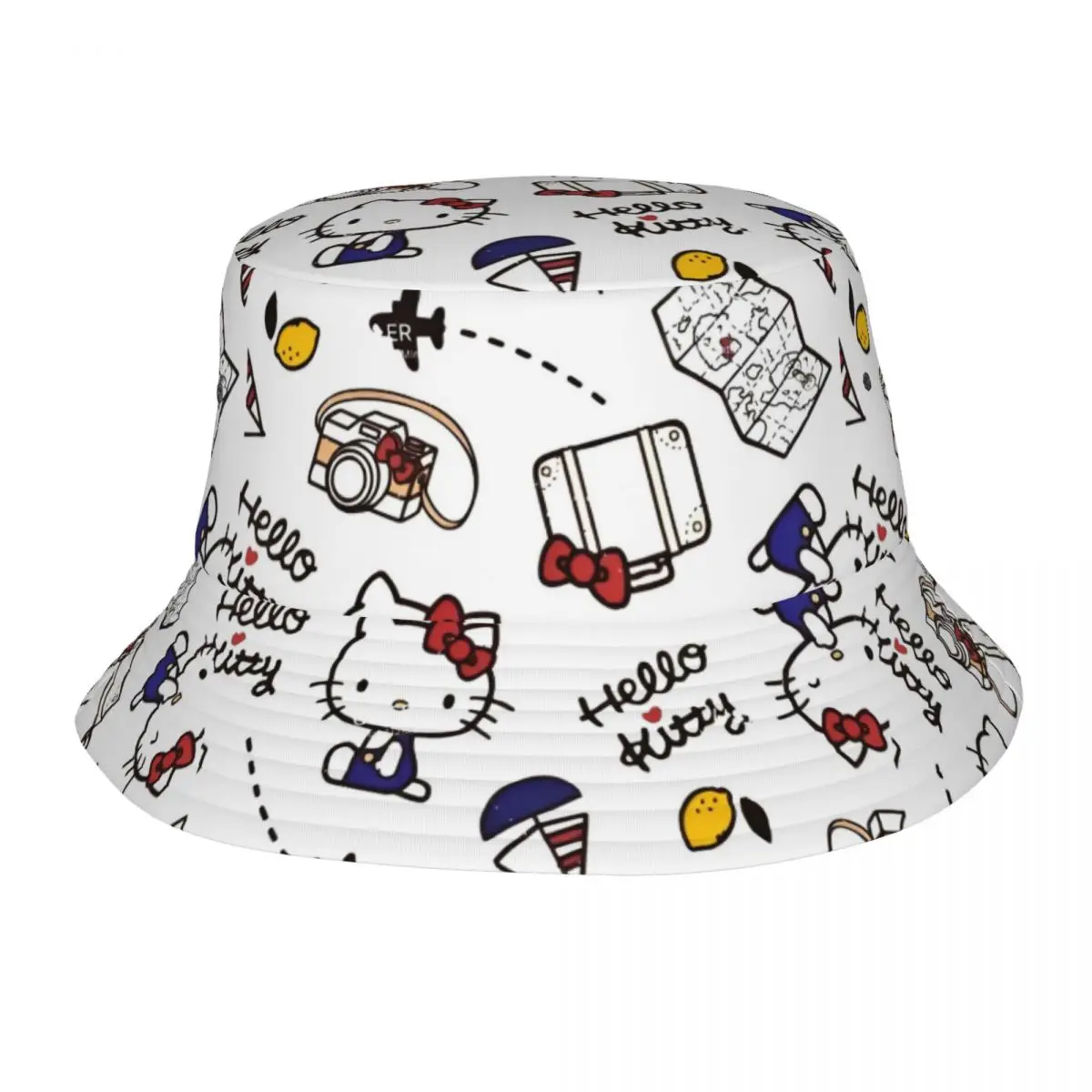 

Unisex Cute Bucket Hat Hello Kitty Accessories Bob Hats For Beach Headwear UV Protection
