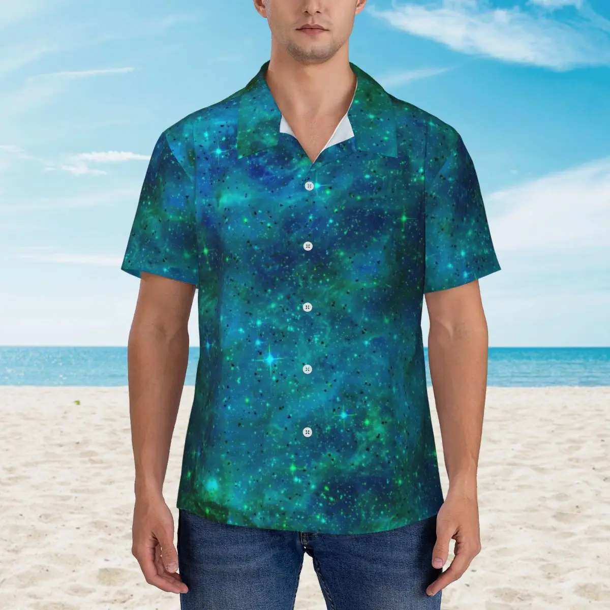 

Hawaii Shirt Vacation Asteroid Astronomy Constellation Galaxy Blouses Loose Casual Shirts Man Short-Sleeve Y2K Street Tops