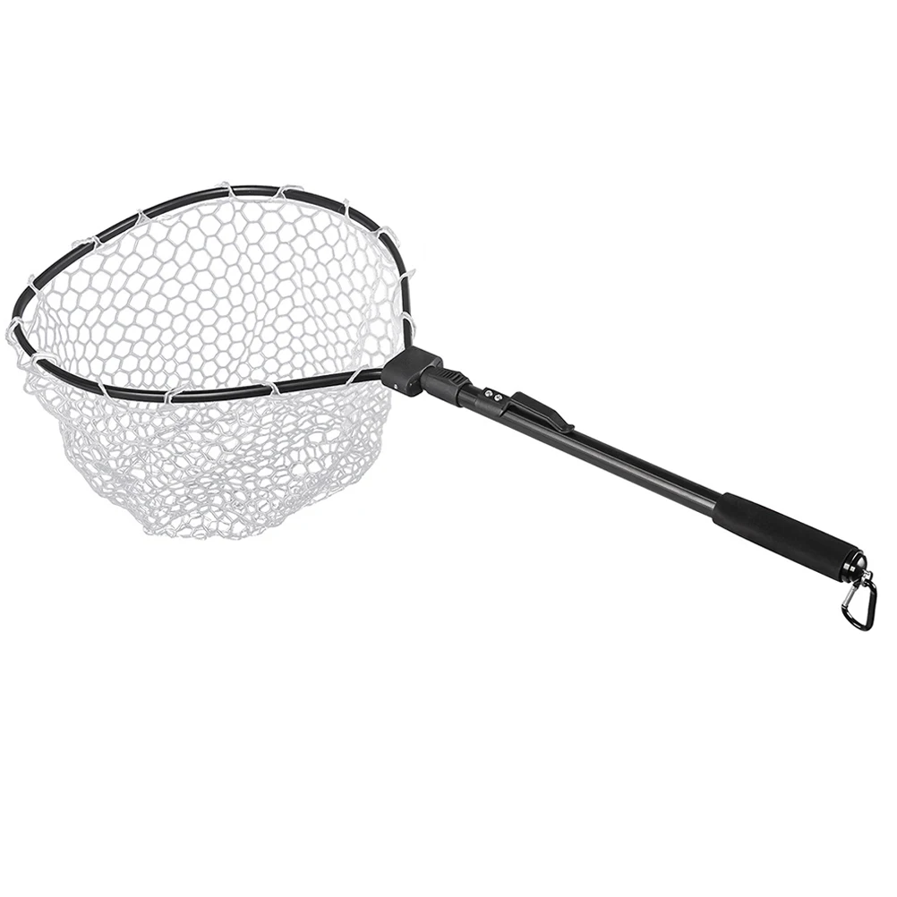 

Quick Folding Fishing Net Hand Dip Handle Foldable Accessories Easy Storage Lightweight Compact Telescopic Pole Rubber