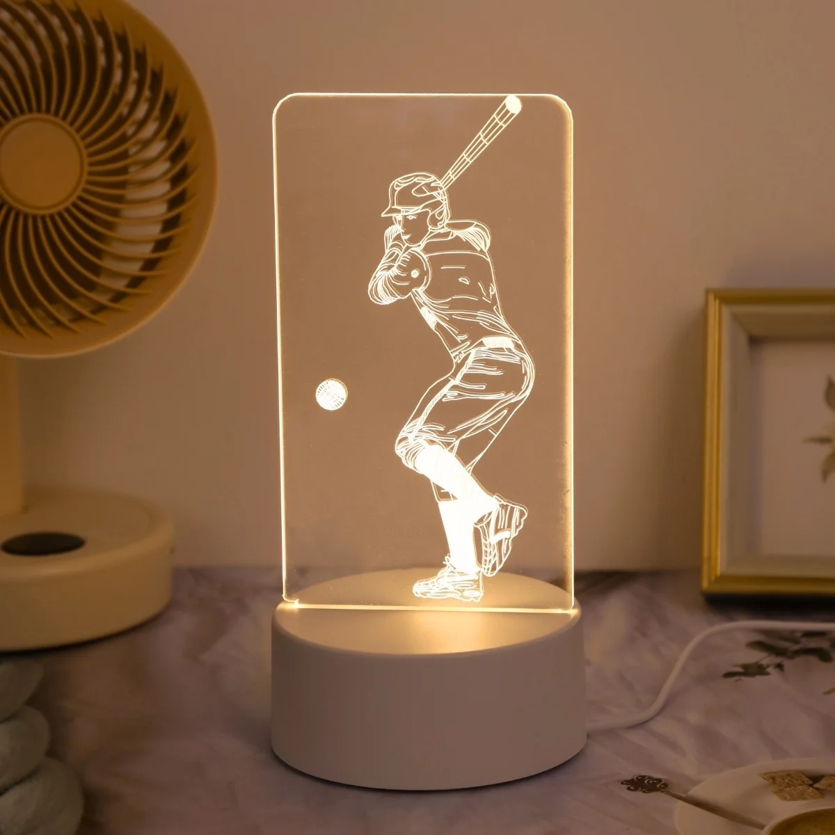 

Creative baseball light, 3D night light, creative desktop, bedroom atmosphere light, room decoration light, USB powered