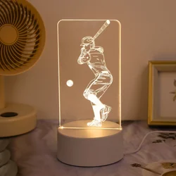 Creative baseball light, 3D night light, creative desktop, bedroom atmosphere light, room decoration light, USB powered