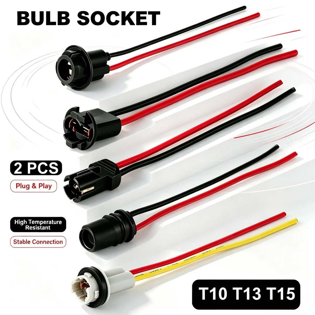 2x Car Truck LED Lamps Bulbs Wedge Holder Base T10 T13 T15 194 W5W 158 285 Connector Extension Adapters Sockets