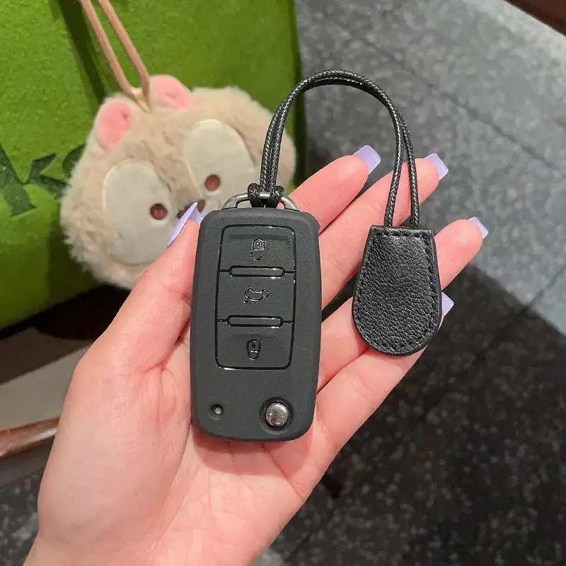 シンプルな黒色tpu製カーキーカバー、旧型ビートル、パサート、高級車用キーケース、車内装飾