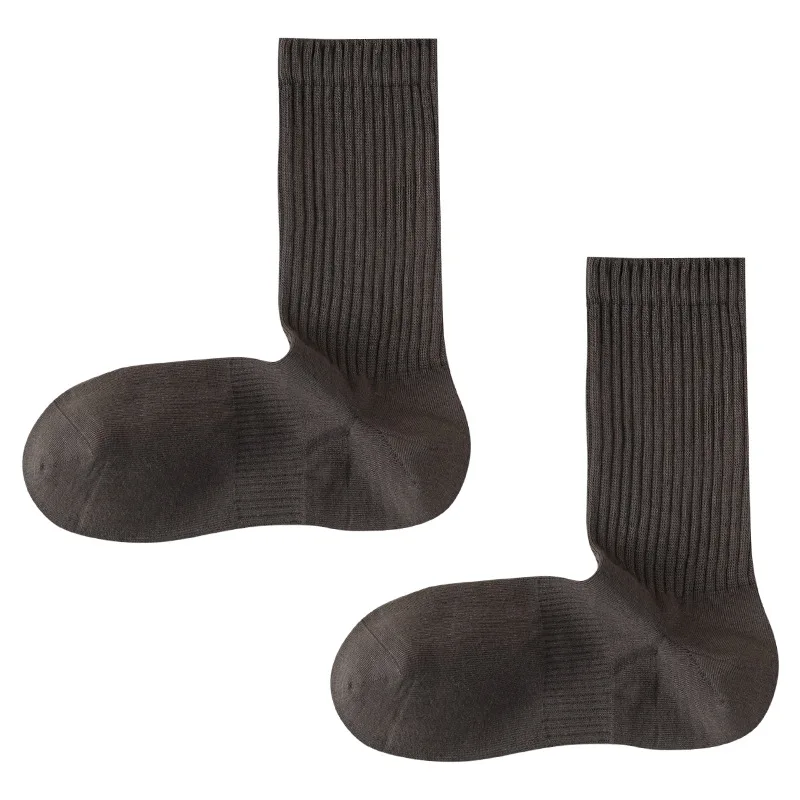 3 pares de calcetines de algodón puro de negocios de otoño para hombres calcetines casuales de costura sin hueso desodorante antibacteriano de algodón peinado de Color sólido