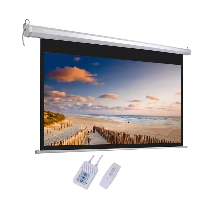 

100'' 120''150''200''High Quality Electric Projector Screen / Wall & Ceiling Mounted Motorized Projection Screen for Home Cinema