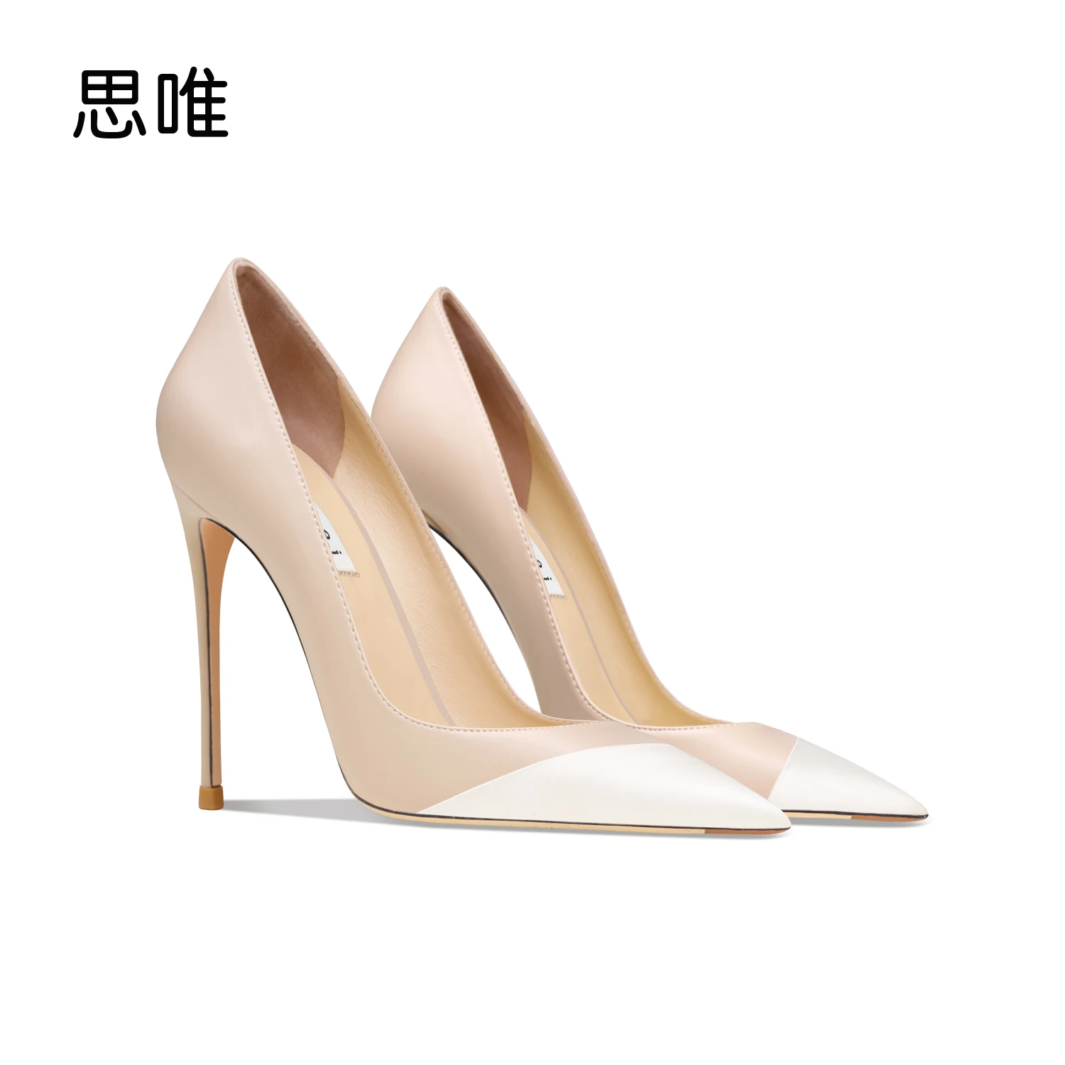 

luxury women's shoes 2024 Pointed Toe Leather Woman High Heels Splicing Design Sexy Mouth Comfortable Slip On Party Pumps Dress