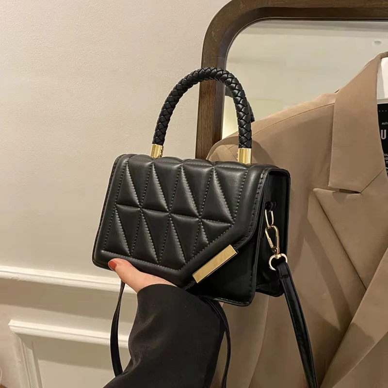 

2025 Designer Women's Plaid PU Leather Crossbody Shoulder Bag Fashionable Trendy Handbag Stylish Accessory