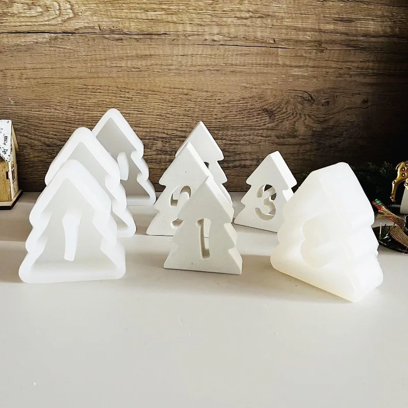 Number Christmas Tree Silicone Mold 1234 Christmas Tree Ornaments Gypsum Concrete Molds Incense Plaster Decoration Mould