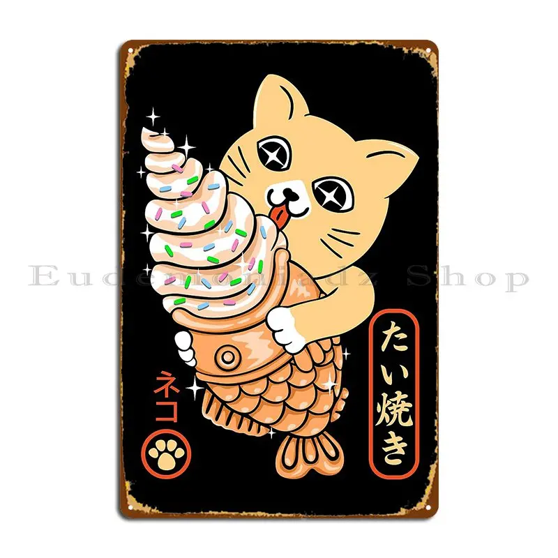 Taiyaki Cat Love Predatorart93 Metal Sign Cinema Sign Garage Customized Garage Tin Sign Poster