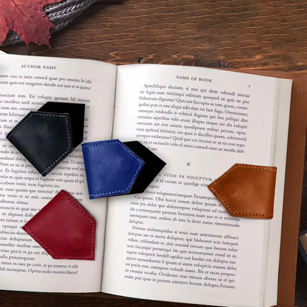 Vintage Magnetic Bookmarks with Faux Leather Cover Clip-on Magnetic Page Marker Convenient Magnetic Bookmarks Book Lovers Gifts