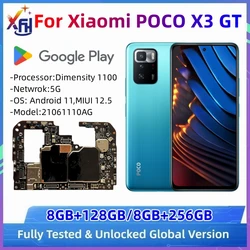 Motherboard for Xiaomi POCO X3 GT, Mainboard PCB Module, 128GB 256GB ROM, Unlocked Logic Board, with Dimensity 1100 Processor