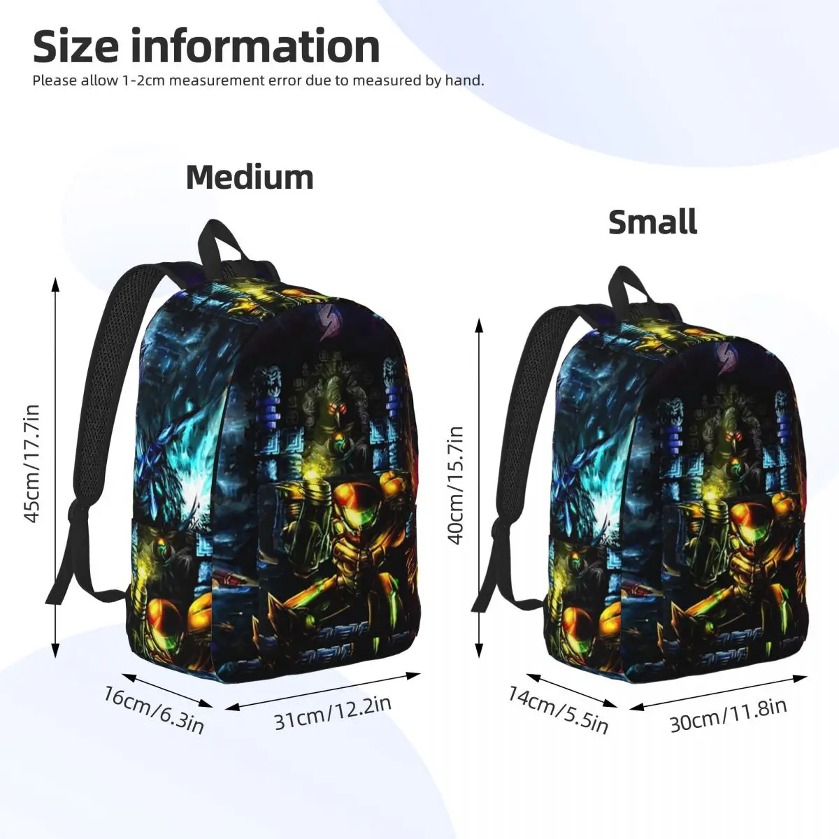 Harmony Of A Hunter Years Of Metroid Backpack Daypack Large Capacity Kids BookBag School Bag Shoulder Bags for Men Women