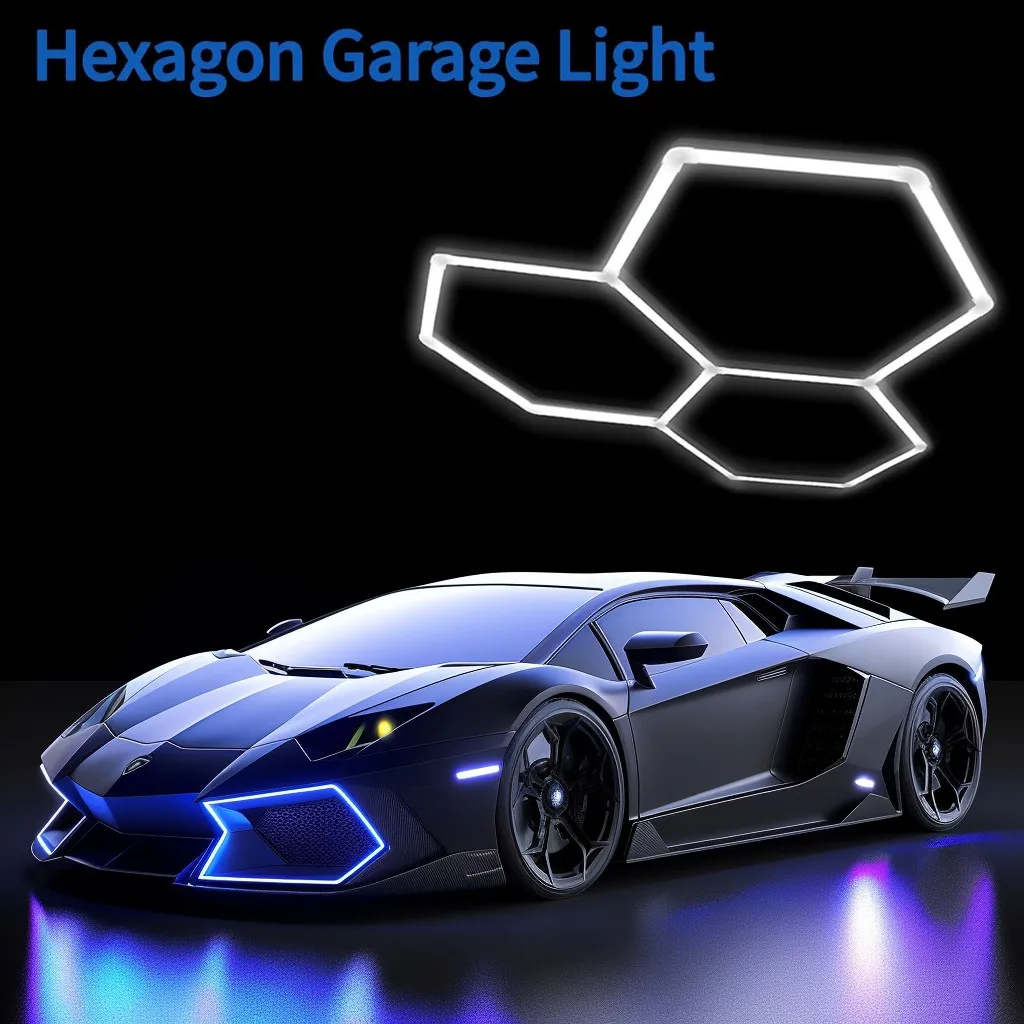 LED Hexagon Garage Light 16 Pack Car Tubes Honeycomb  Easy Installation and  DIY 124W, 14880LM Garage Gym Workshop Shopping Mall