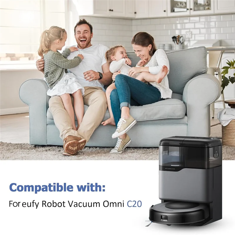 مجموعة قطع غيار BAAN لـ Eufy Omni C20 - تتضمن فرش دوارة ومرشحات Hepa وفرش جانبية ووسادات ممسحة وأكياس غبار