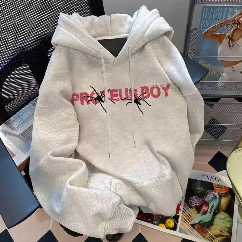 

Мужская тонкая толстовка свободного кроя в американском стиле для осени и зимы, корейский повседневный дышащий свитшот из полиэстера