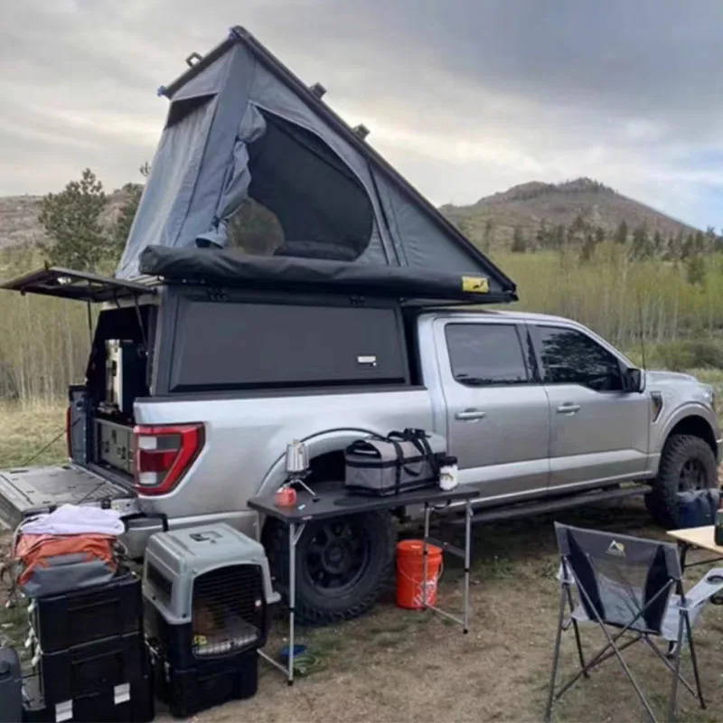 

Upgraded Double Slots Solar Panel Aluminum Corners Hard Shell Triangle Car Roof Top Tent