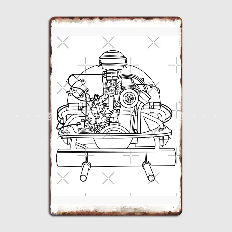 Aircooled Engine Bug Bus Stock Metal Plaque Poster Club Wall Decor Pub Garage Funny Tin Sign Posters