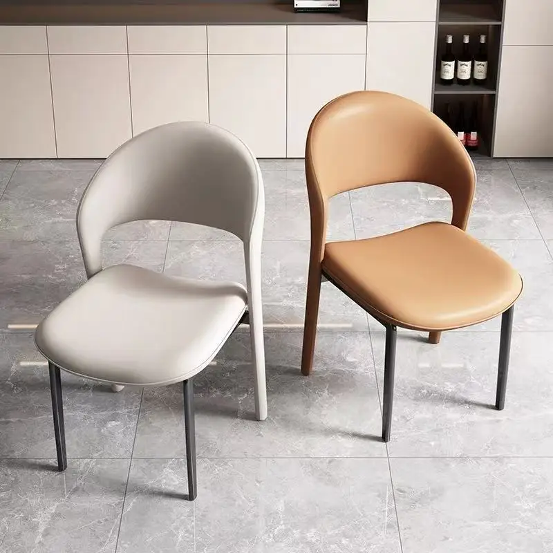 #Wholesale Luxury PU Leather Dining Chairs With Metal Frame And Back, Dining Room, Bedroom Furniture, Modern