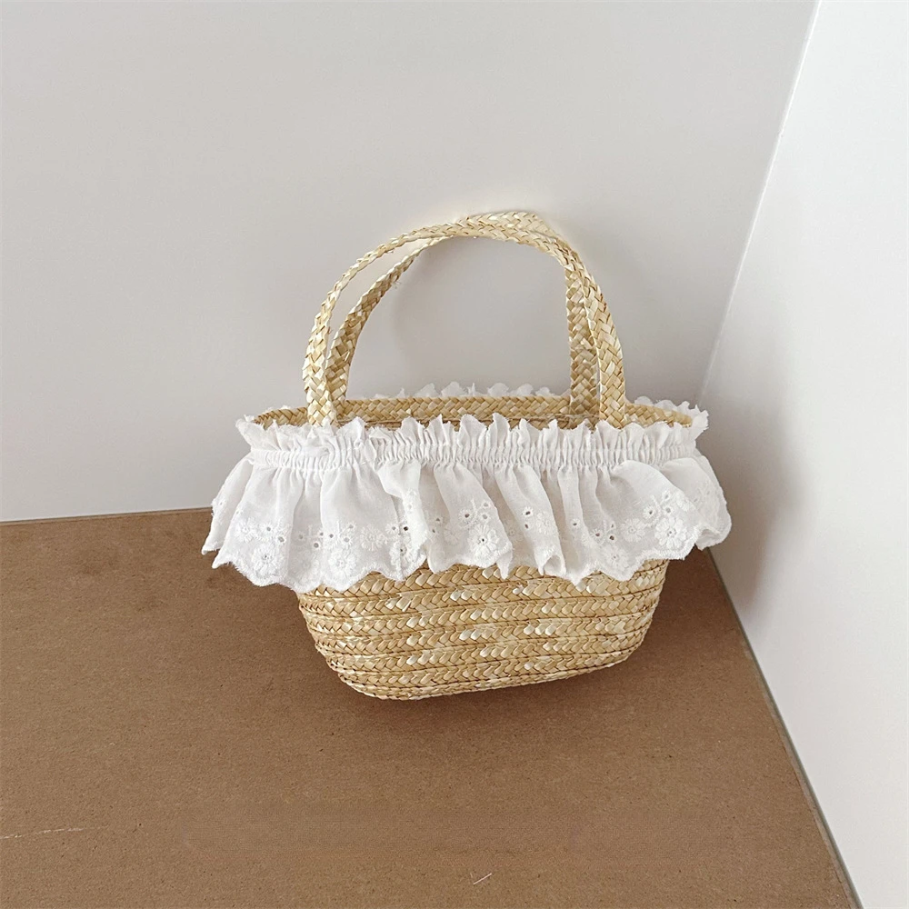 Sac d'été pour enfants avec étiquette, panier à légumes pour filles, sac en paille, accessoires à bandoulière pour bébé, portefeuille zéro, 2024